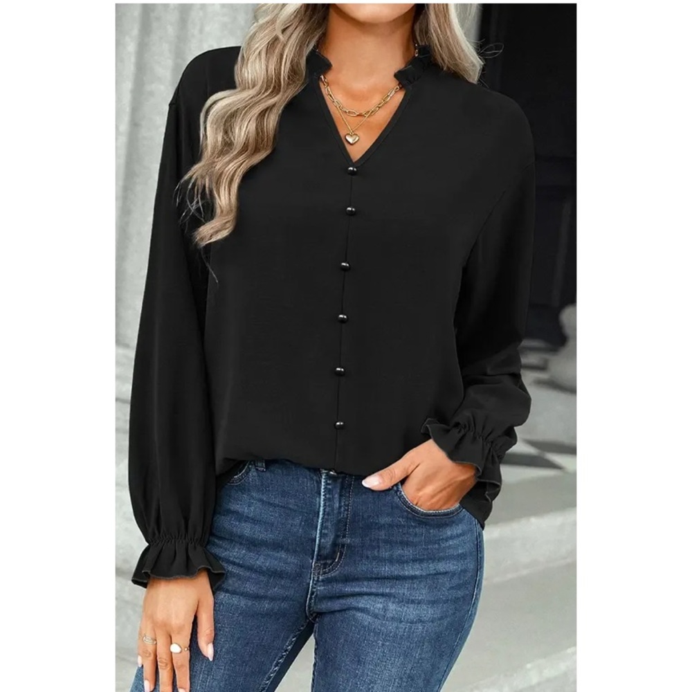 V-Neck Ruffle Blouse - Picture 2 of 3